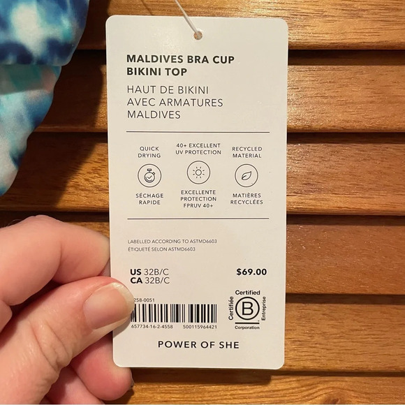 Athleta Women’s Maldives Bra Cup Bikini Top Blue Tie Dye Sz 32B/C - Picture 5 of 6